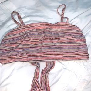 Forever 21 striped tie back top